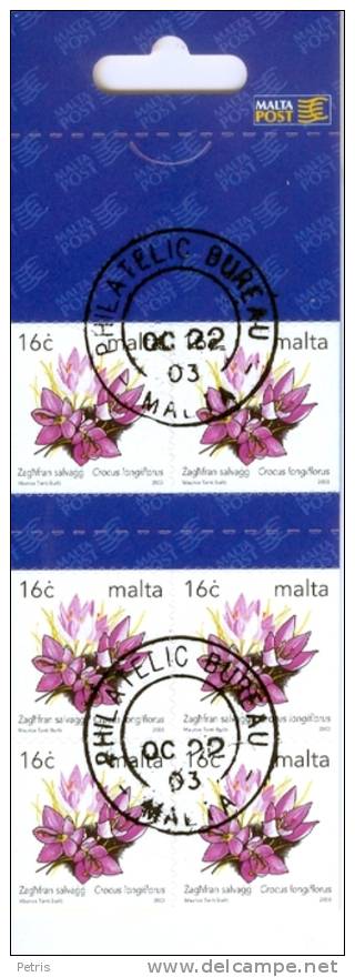 Malta 2003 Flower Booklet Pane Of 6 Used - Lot. 1252 - Malte