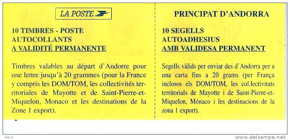 Andorra 2001 Sant Juli `a De L`oria Booklet Pane Of 10 Used - Lot. A270 - Oblitérés