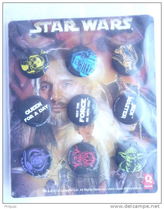 PLAQUE DE 9 PIN'S BADGES STAR WARS QUICK 2012 - Pins