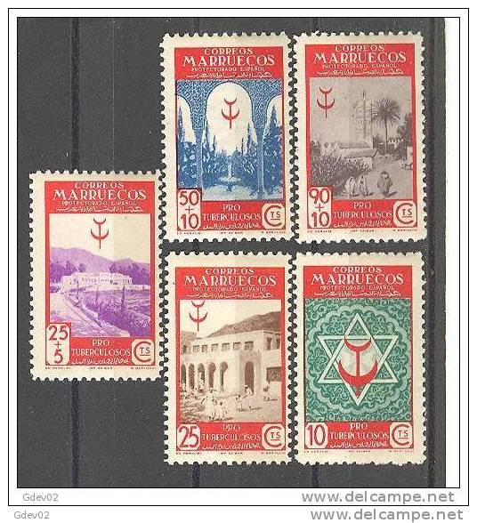 MA270SF1-L2844TRI.Maroc.Marocco   MARRUECOS ESPAÑOL PRO TUBERCULOSOS 1946 (Ed 270/4**)sin Charnela.LUJO - Islam
