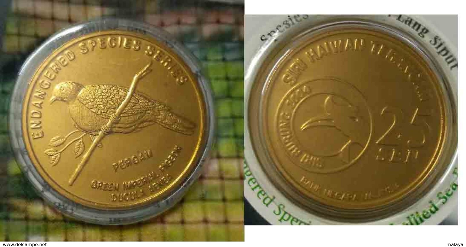 MALAYSIA 2005 Coin Bird Nordic Gold BU 25 Sen Green Imperial Pigeon - Malaysie