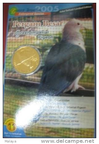 MALAYSIA 2005 Coin Bird Nordic Gold BU 25 Sen Green Imperial Pigeon - Malaysie