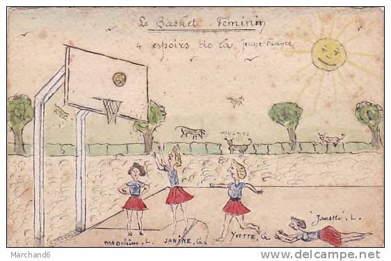 SPORTS JEU ILLUSTRATEUR DESSINEE LE BASKET FEMININ 4 ESPOIR DE LA JEUNE FRANCE - Basketbal