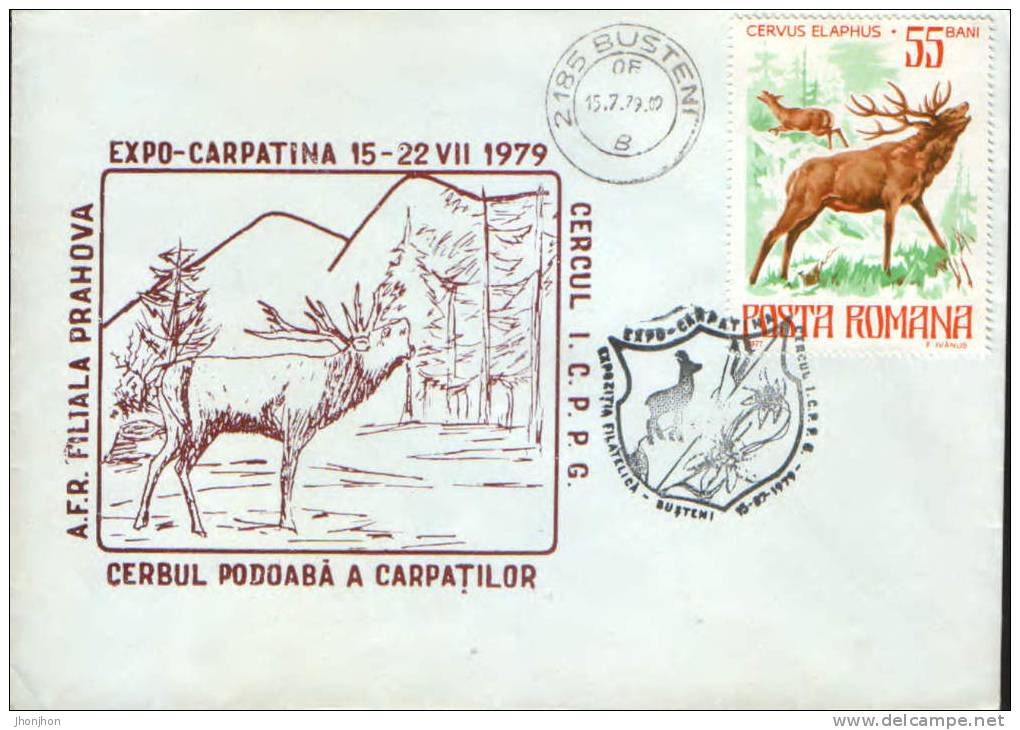 Romania-Enveleope Occasionally 1979-Carpathian Stag;cerf Des Carpates;karpaten Hirsch. - Animalez De Caza