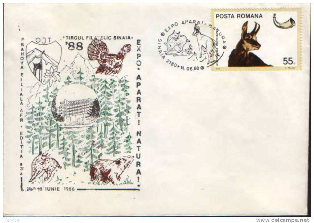 Romania-Enveleope Occasionally 1988-Black Goat;peau De Chamois; Fensterleder. - Gibier