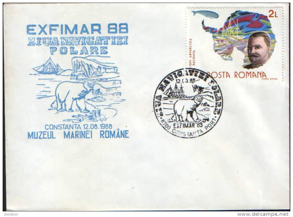 Romania-Enveleope Occasionally 1988-Day Polar Navigation(polar Bear; Ours Polaire;Polarbär) - Autres & Non Classés