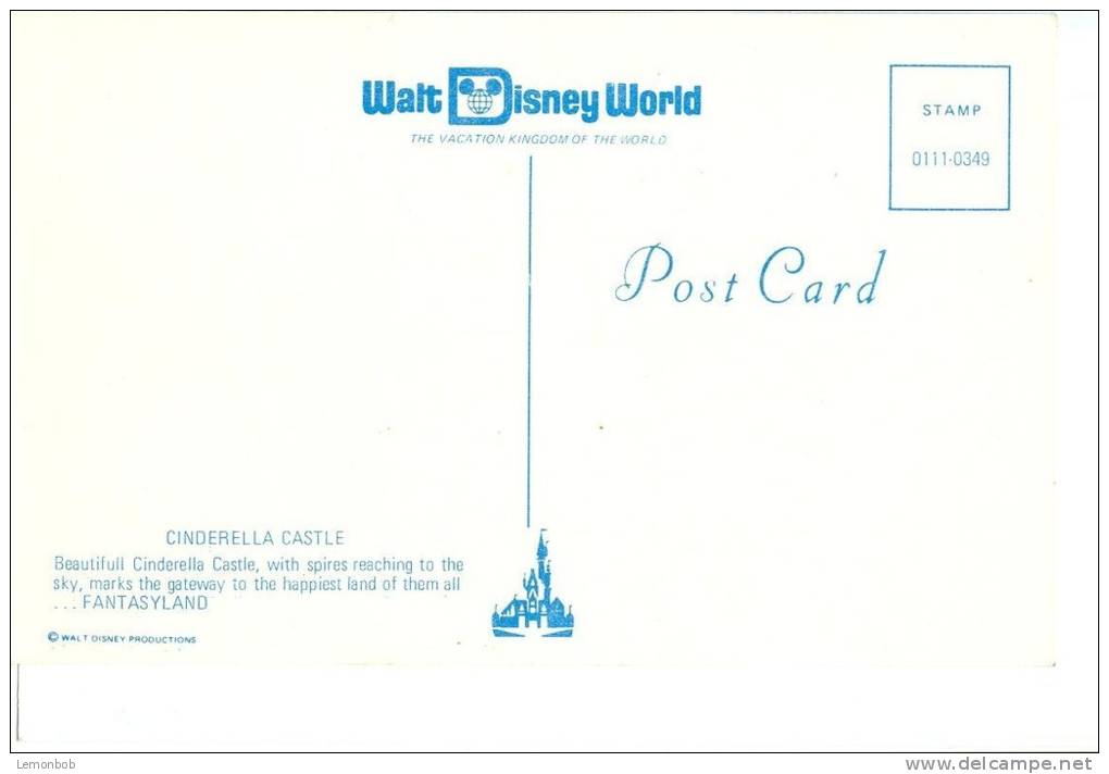 USA, Cinderella Castle, Walt Disney World, Unused Postcard [12165] - Disneyworld