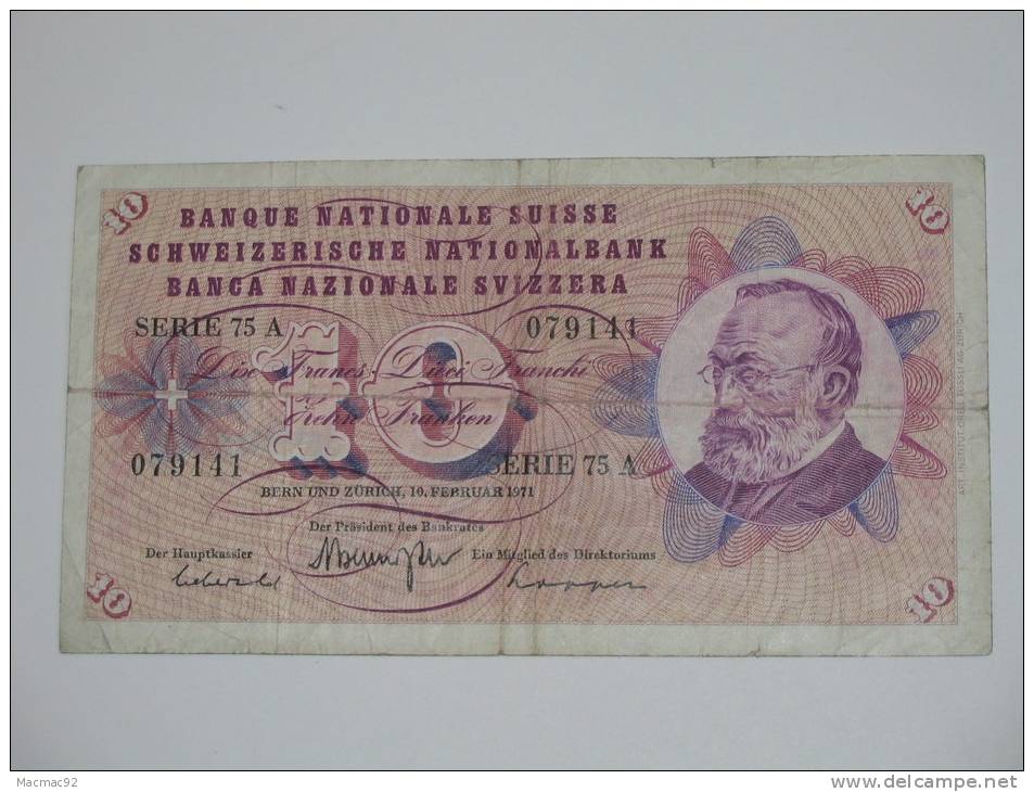 10 Francs SUISSE 1971 - Banque Nationale Suisse - Schweizerische Nationalbank - Suiza