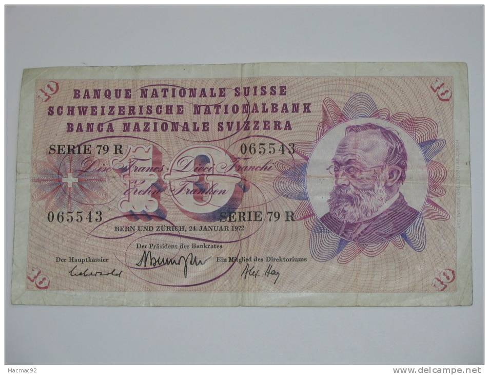 10 Francs SUISSE 1972 - Banque Nationale Suisse - Schweizerische Nationalbank - Schweiz