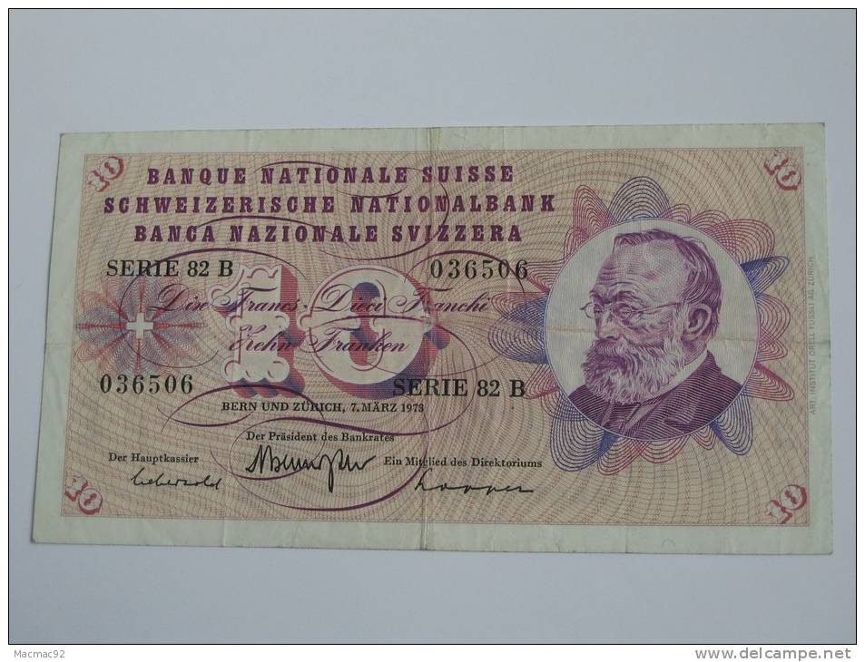 10 Francs SUISSE 1973 - Banque Nationale Suisse - Schweizerische Nationalbank - Suiza