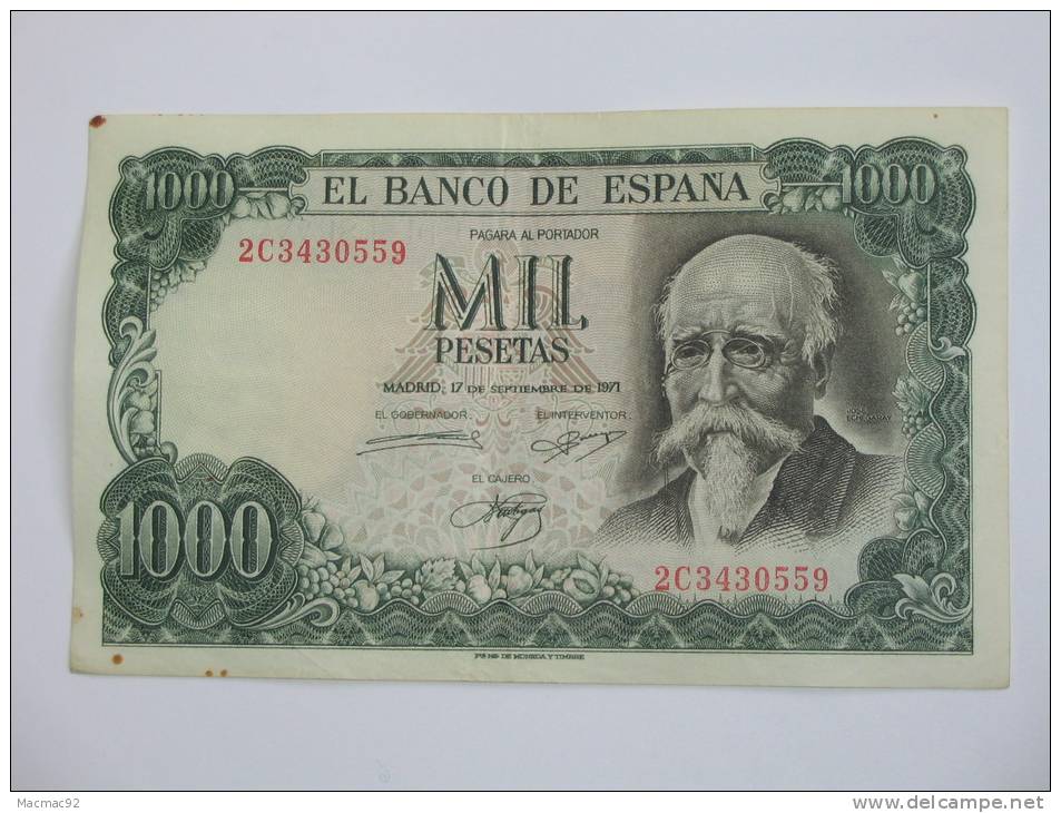 1000 Pesetas - Mil Pestas - ESPAGNE-  17.09.1971. El Banco De ESPANA - 1000 Pesetas