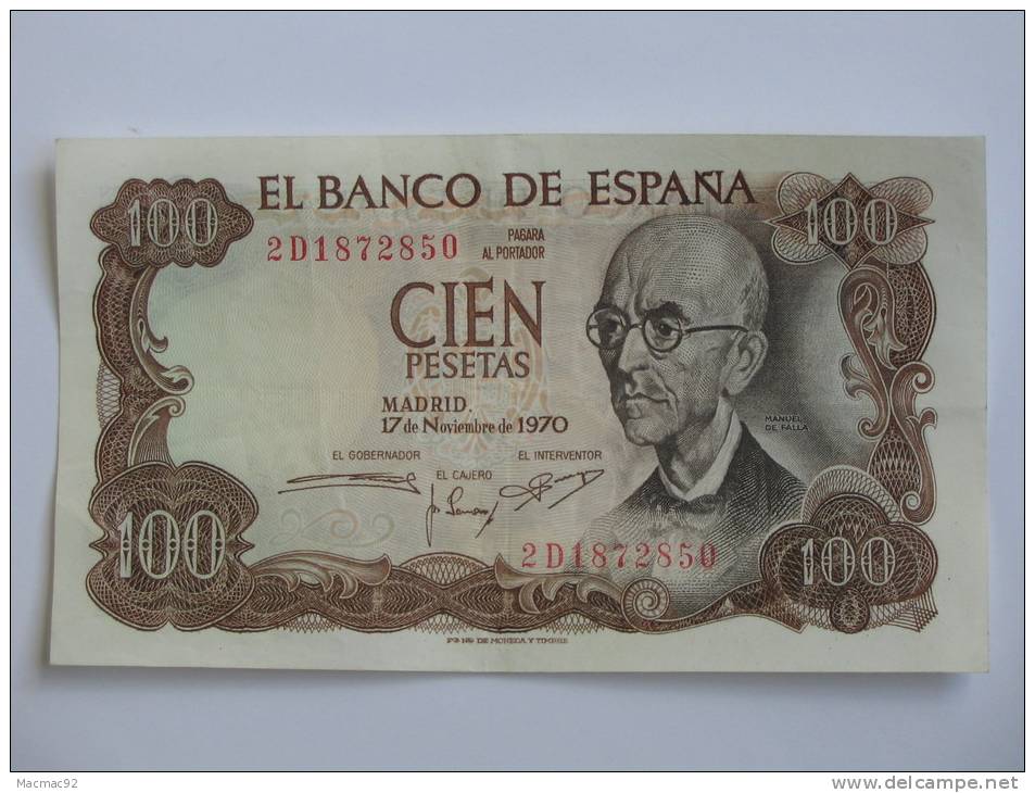 100 Pesetas - Cien Pestas - ESPAGNE-  17.11.1971. El Banco De ESPANA - 1000 Peseten