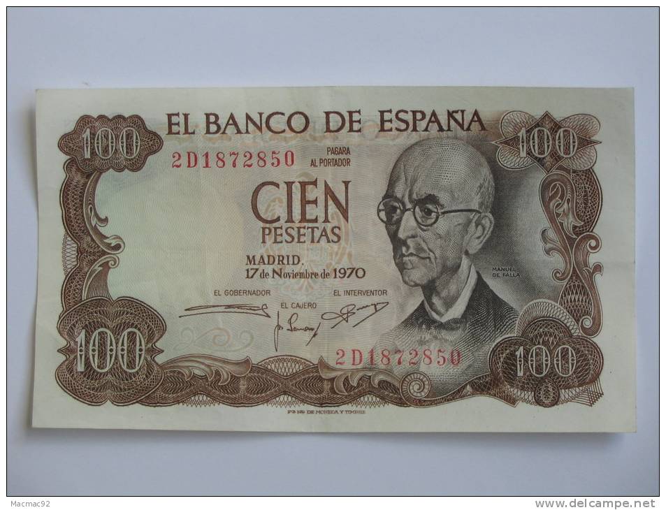 100 Pesetas - Cien Pestas - ESPAGNE-  17.11.1971. El Banco De ESPANA - 1000 Pesetas