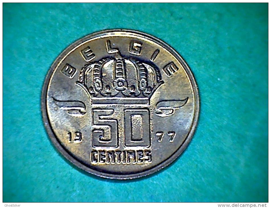 België Boudewijn I  50 Centimes 1977 - UNC - Verdikking Aan De Adamsappel - Enflure à La Pomme D'Adam (3) - 50 Cent