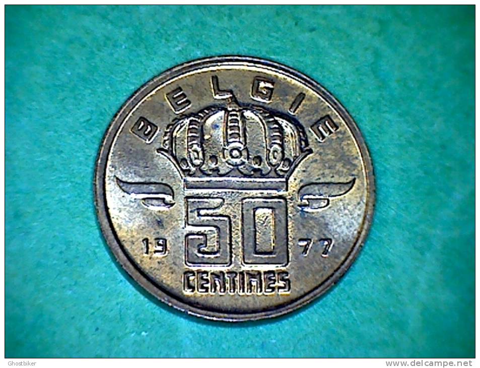 België Boudewijn I  50 Centimes 1977 - UNC - Verdikking Aan De Adamsappel - Enflure à La Pomme D´Adam (4) - 50 Cent