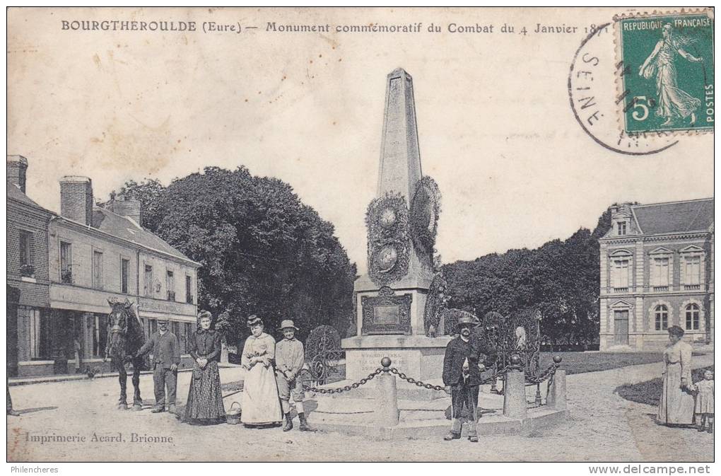 CPA - (27) Bourgtheroulde - Monument Commémoratif Du Combat Du 4 Janvier 1871 - Bourgtheroulde