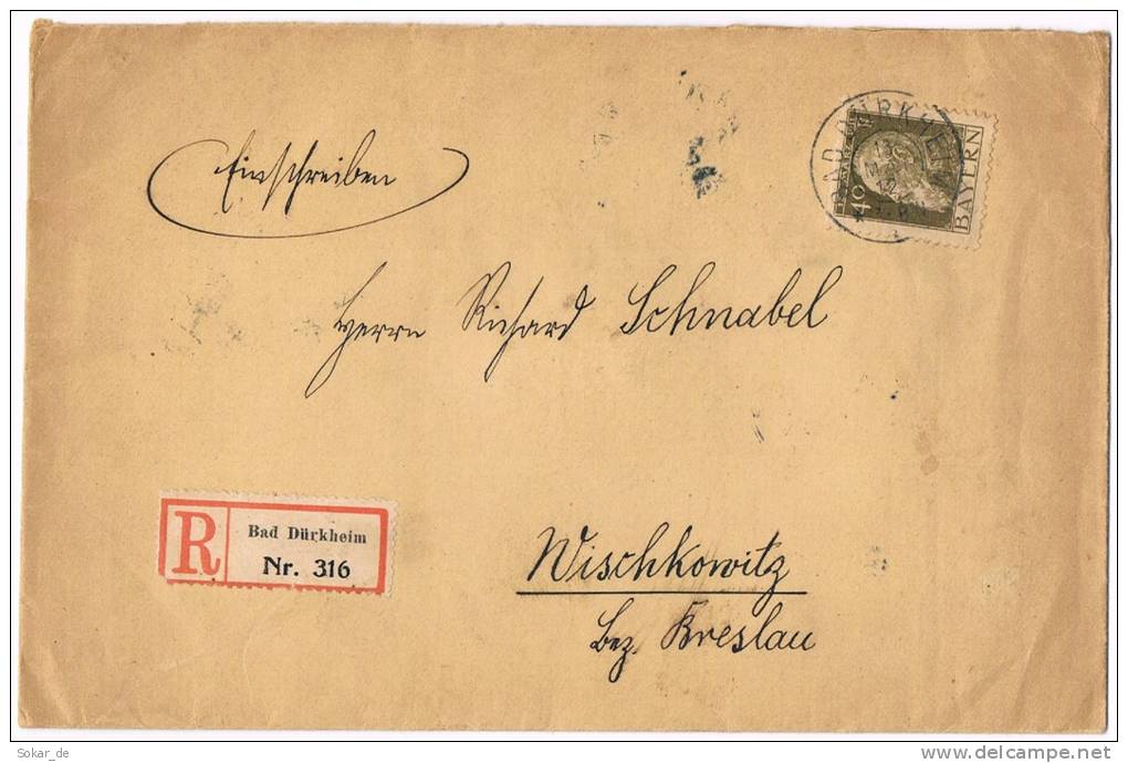 Bayern Einschreiben Bad Dürkheim 1912 - Lettres & Documents