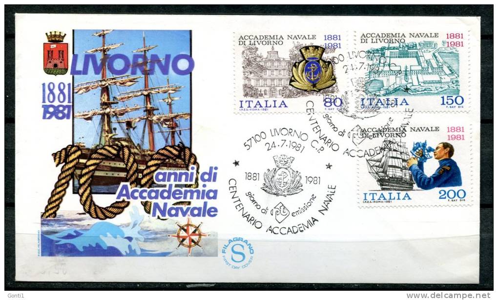 First Day Cover Italien 1981 Mi.Nr.1763/65 Ersttagsbrief "Marineakardemie,Livorno " 1 FDC - 1981-90: Storia Postale