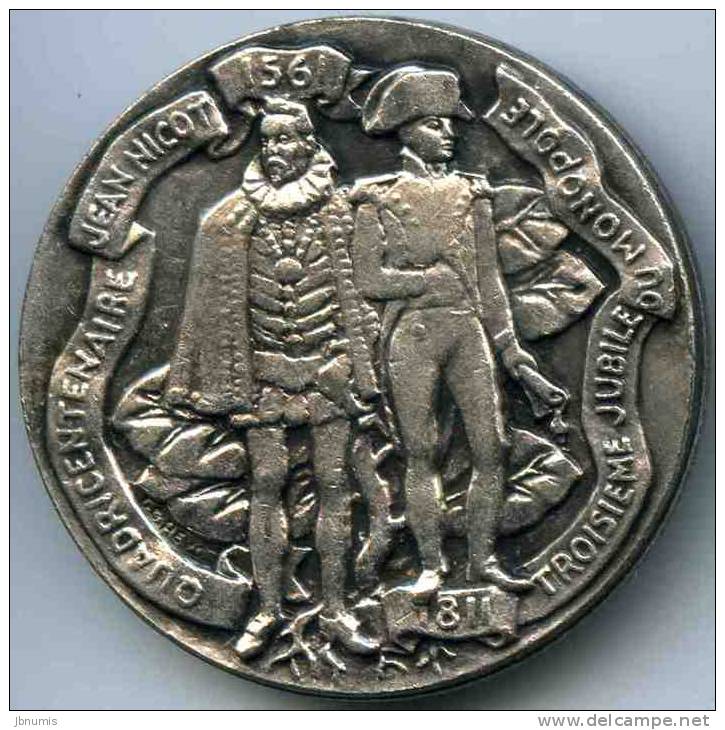 Médaille France 400 Ans De Jean Nicot Et 150 Ans Du Monopole 1961 - Professionnels / De Société