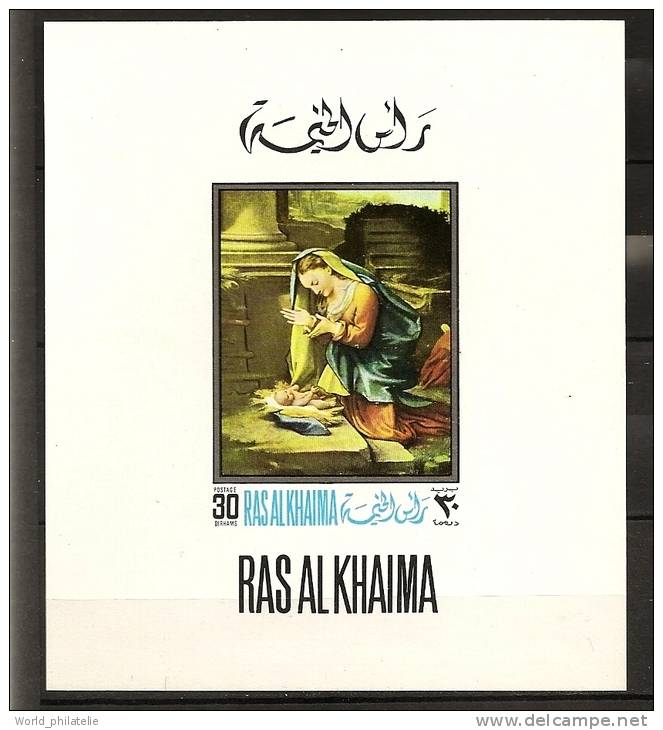 Arabie Du Sud-Est Ras El Khaima 1968 N° Mi BF Du 268 ** Tableau, Correggio, Madonne, Jésus, Mains - Ras Al-Khaimah