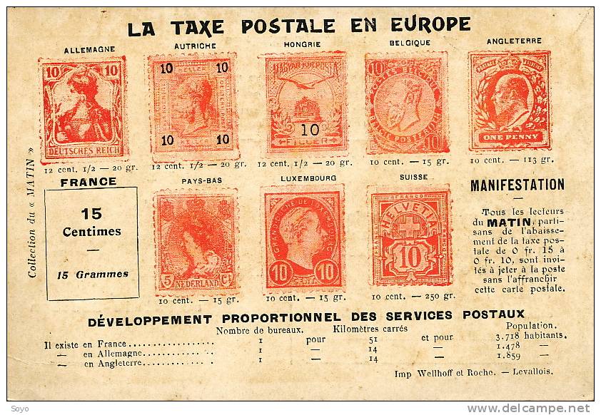 Journal LE Matin Petition Contre La Taxe Postale En France Representation Timbres Europe - Events