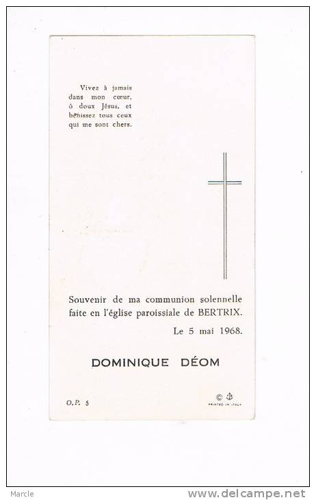 Communion Solennelle Dominique DÉOM Bertrix 1968 - Kommunion Und Konfirmazion