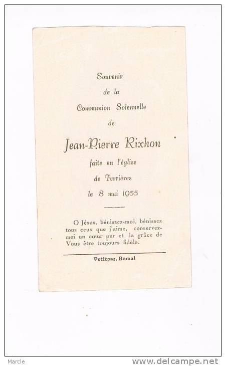 Communion Solennelle Jean-Pierre RIXHON Ferrières 1955 - Kommunion Und Konfirmazion