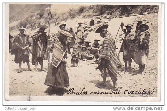 Cuzco Peru Carnaval Bailes Dance Violin Arp Flautes Ethnic Natives Ca1930 Photo Postcard Tarjeta Postal - América