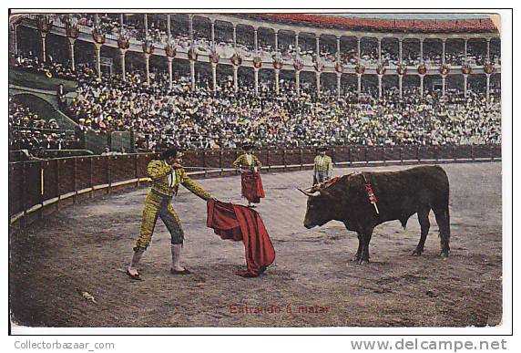 Tarjeta Postal Tauromaquia ENTRANDO A MATAR Spain Postcard Bull Fight Ca1900 [W3_0537] - Corridas