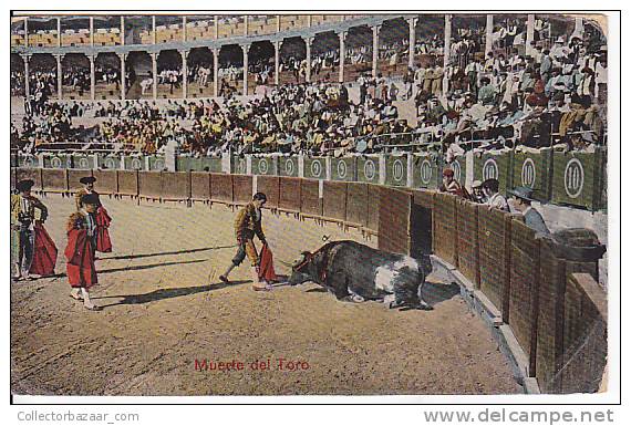 Tarjeta Postal Tauromaquia MUERTE DEL TORO Spain Postcard Bull Fight Ca1900 [W3_0538] - Corridas