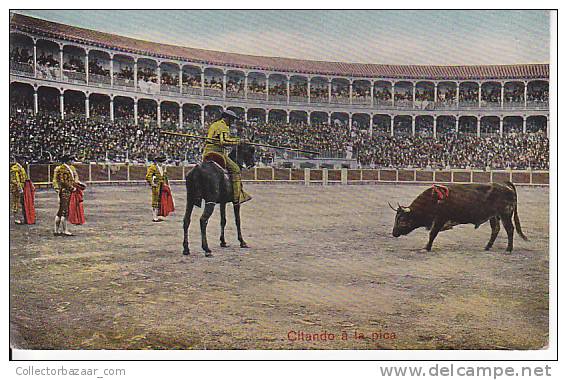 Tarjeta Postal Tauromaquia CITANDO A LA PICA Spain Postcard Bull Fight Ca1900 [W3_0539] - Corridas
