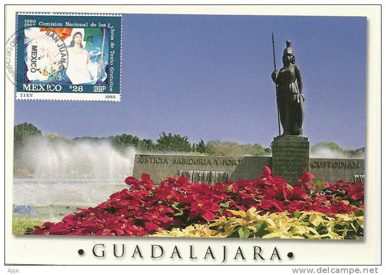 MEXIQUE.Fuente De Minerva De Guadalajara. (sculpture Dédiée à La Déesse Minerve) Une Belle Carte-maximum - Mitología