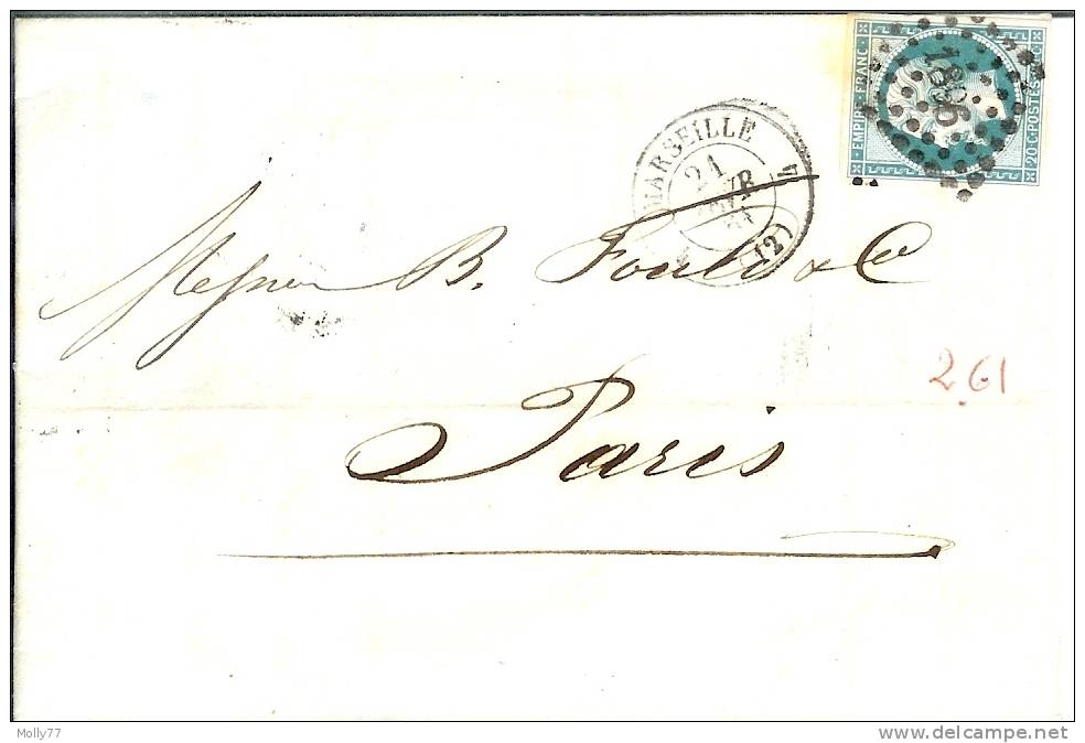 Lettre De Marseille à Paris - 1849-1876: Classic Period