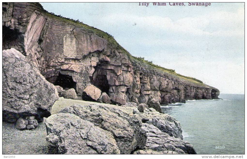 Beatiful  Old  Post Card    "     Tilly Whim Caves,  Swanage    " - Swanage