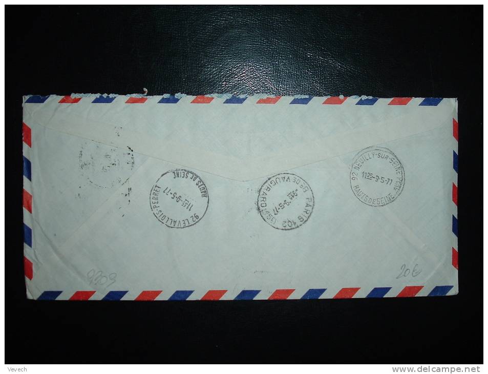 LETTRE EXPRES CHINE POUR FRANCE PASSEE PAR TUBES PNEUMATIQUES A PARIS OBL. HOROPLAN 9-5-77 PARIS 102 + NEUILLY SUR SEINE - 1961-....