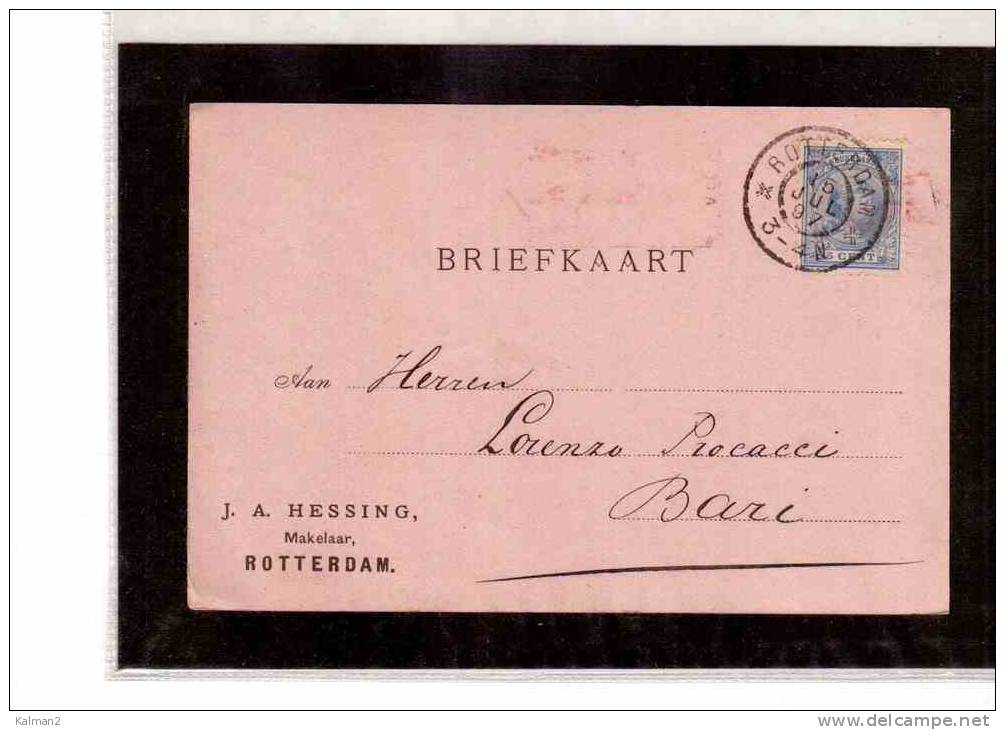 TEM8176  -    OLANDA - BRIEFKAART  AFFRANCATA CON   5 C. (CAT.UNIFICATO  35  )   -   ROTTERDAM 15.7.1897 - Briefe U. Dokumente