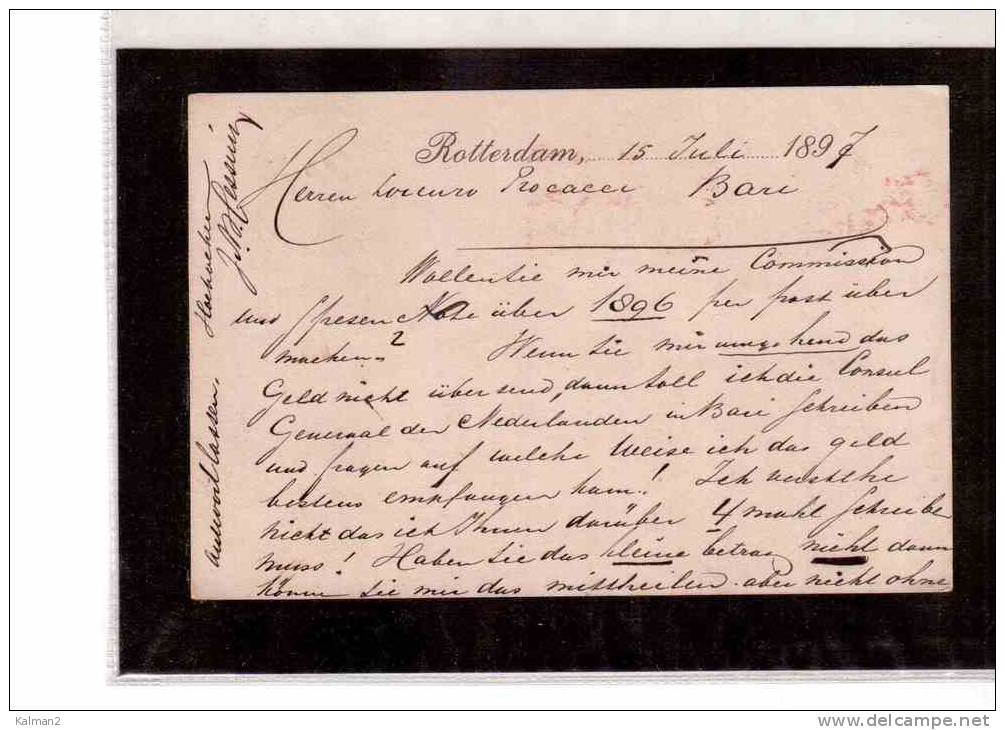 TEM8176  -    OLANDA - BRIEFKAART  AFFRANCATA CON   5 C. (CAT.UNIFICATO  35  )   -   ROTTERDAM 15.7.1897 - Covers & Documents