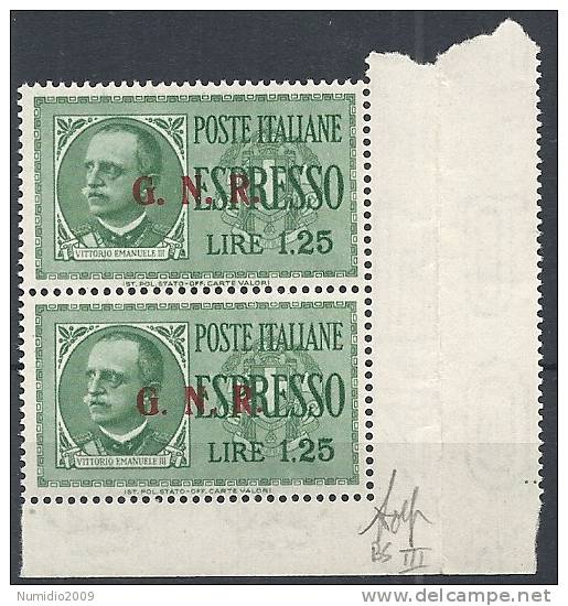 1943-44 RSI ESPRESSO BRESCIA 1,25 LIRE III TIPO VARIETà LEGGI MNH ** - RSI037 - Express Mail