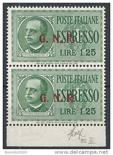 1943-44 RSI ESPRESSO BRESCIA 1,25 LIRE III TIPO VARIETà LEGGI MNH ** - RSI038-2 - Express Mail