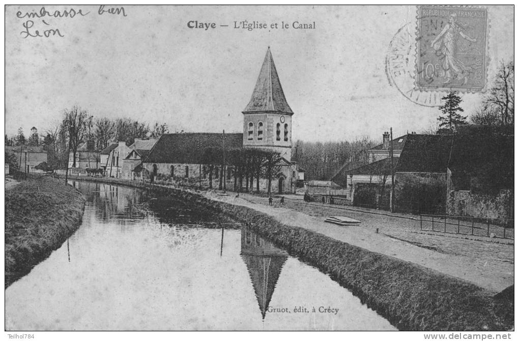 CLAYE  -   L'EGLISE  ET  LE  CANAL - Claye Souilly