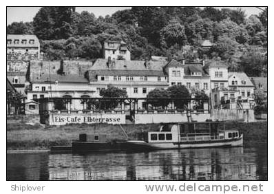 Eis-Cafe Elbterrasse - Wehlen - Ship/bateau/schiff - Carte Photo - Wehlen