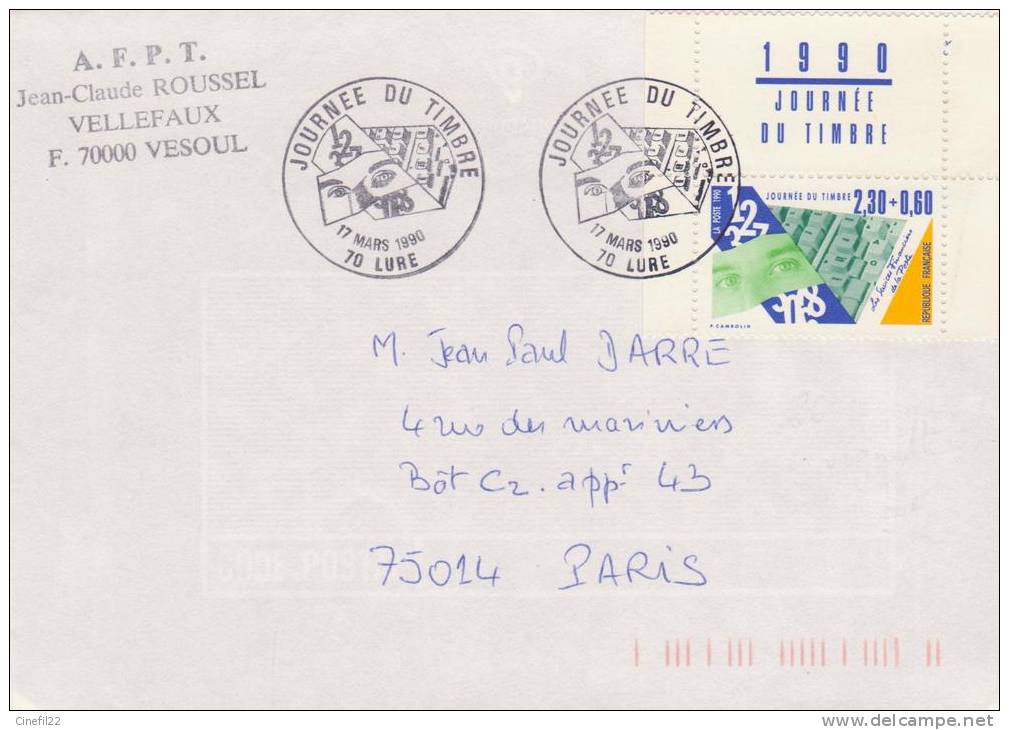 France, FDC N° 2640 Journée Du Timbre 1990, Lure (70) (sur Lettre), La Poste - Post