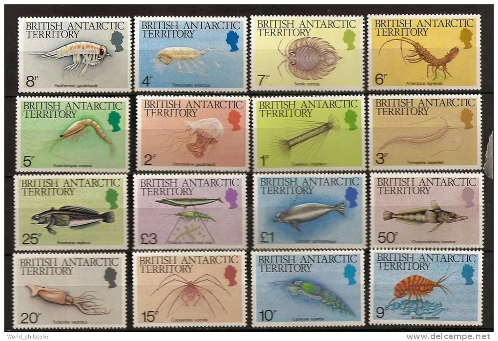 Antarctique Britanique BAT 1984 N° 128 / 43 ** Poisson, Méduse, Crevette, Areignée, Serolis, Todarodes, Tomopteris - Otros & Sin Clasificación