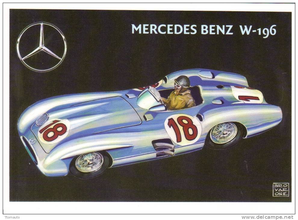 Mercedes Benz W196  -  1954  -  Juan Manuel Fangio  -  Art Card By Brovarone - Autres & Non Classés