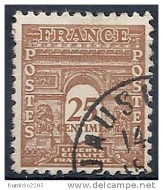 1944 FRANCIA USATO ARCO DI TRIONFO 25 CENT - FR564 - 1944-45 Arc Of Triomphe