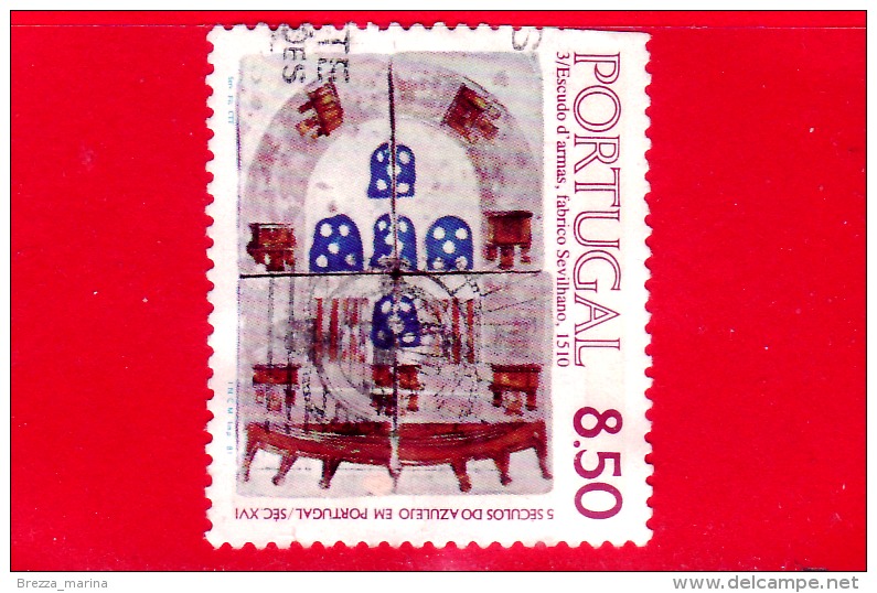PORTOGALLO - USATO - 1981 - Maioliche Portoghesi - Scudo Composto Con 4 Maioliche (sIVIGLIA 1510) - 8.50 - Oblitérés