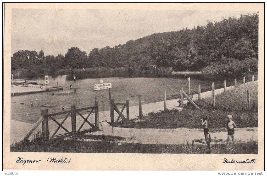 Hagenow Mecklenburg Badeanstalt Belebt 2 Kleine Jungs 13.9.1943 Gelaufen - Hagenow