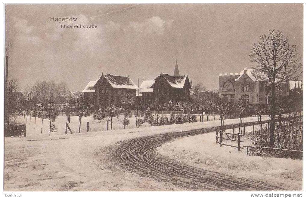 Hagenow Mecklenburg Elisabethstraße Winter Schneelandschaft Inflafrankatur 1919 Gelaufen - Hagenow