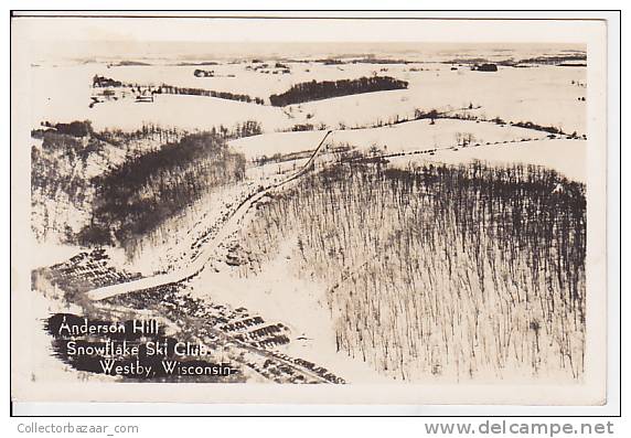 POSTCARD ANDERSON HILL SNOWFLAKE SKI CLUB WESTBY WISCONSIN RPPC  [W3_0523] - Other & Unclassified