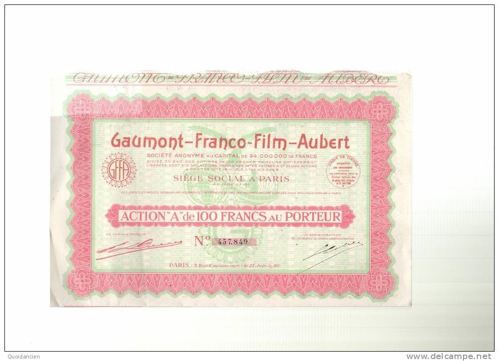 GAUMONT  -  FRANCO  -  FILM  -  AUBERT  -  PARIS  03/06/1930  -  Il  Manque  1  Coupon - Cine & Teatro